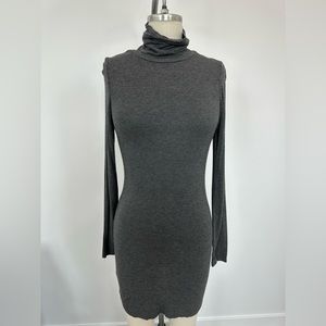 Grey stretchy turtleneck dress